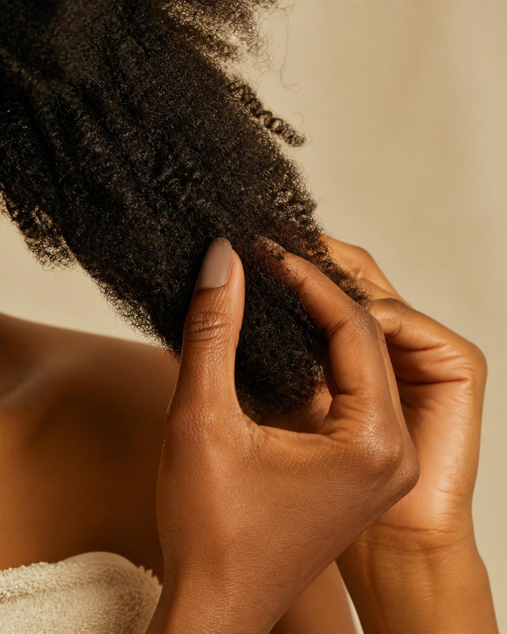 Femme africaine souriante avec ses cheveux crépus naturels